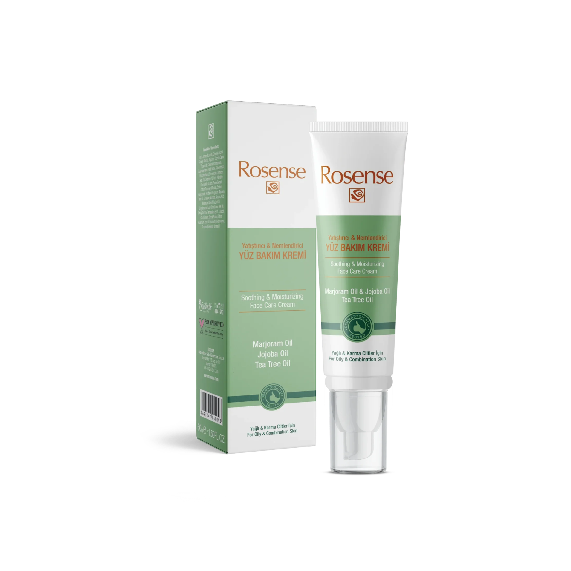 Yuz-Kremi-kare Akne Karşıtı Yatıştırıcı & Nemlendirici Yüz Bakım Kremi 50ml | Rosense® - Görsel 1