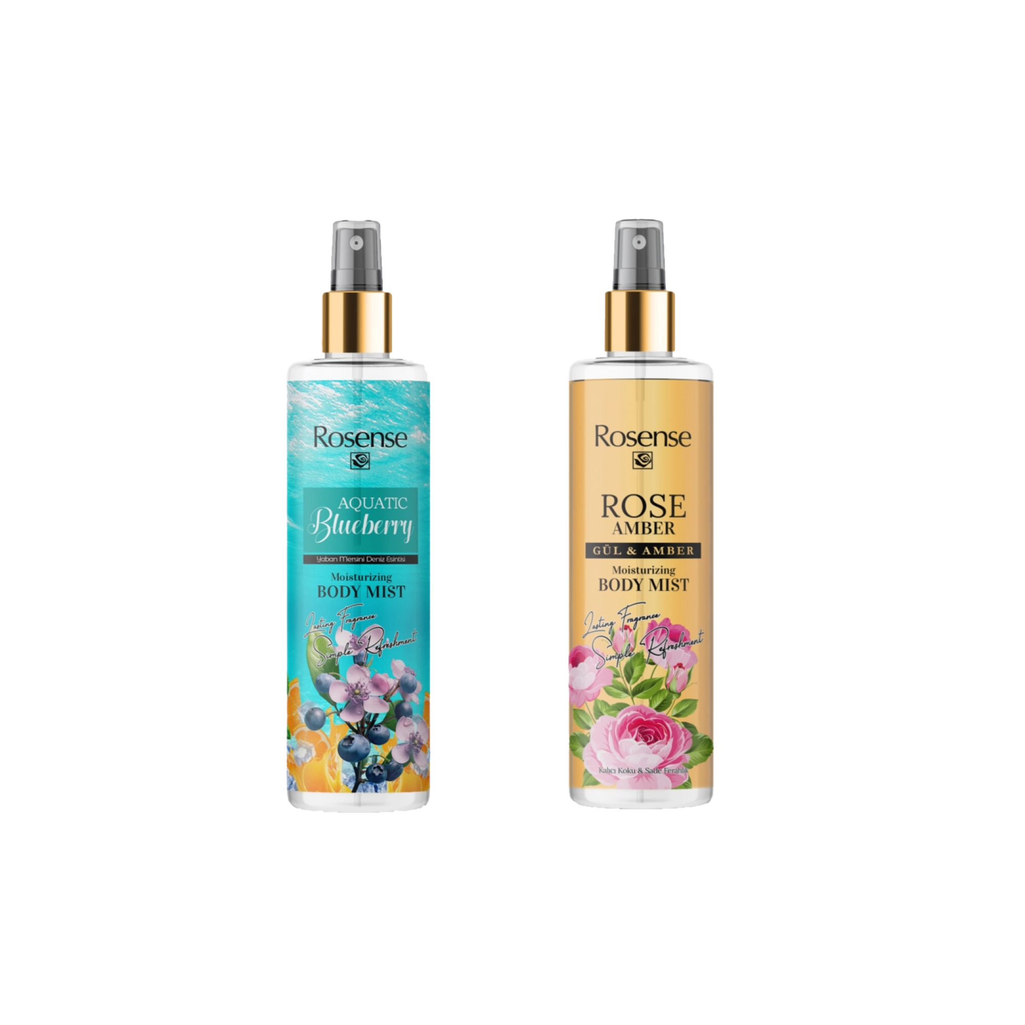 body_ mist Body Mist 2'li Set (Amber & Yaban Mersini Aquatic) | Rosense® - Görsel 1