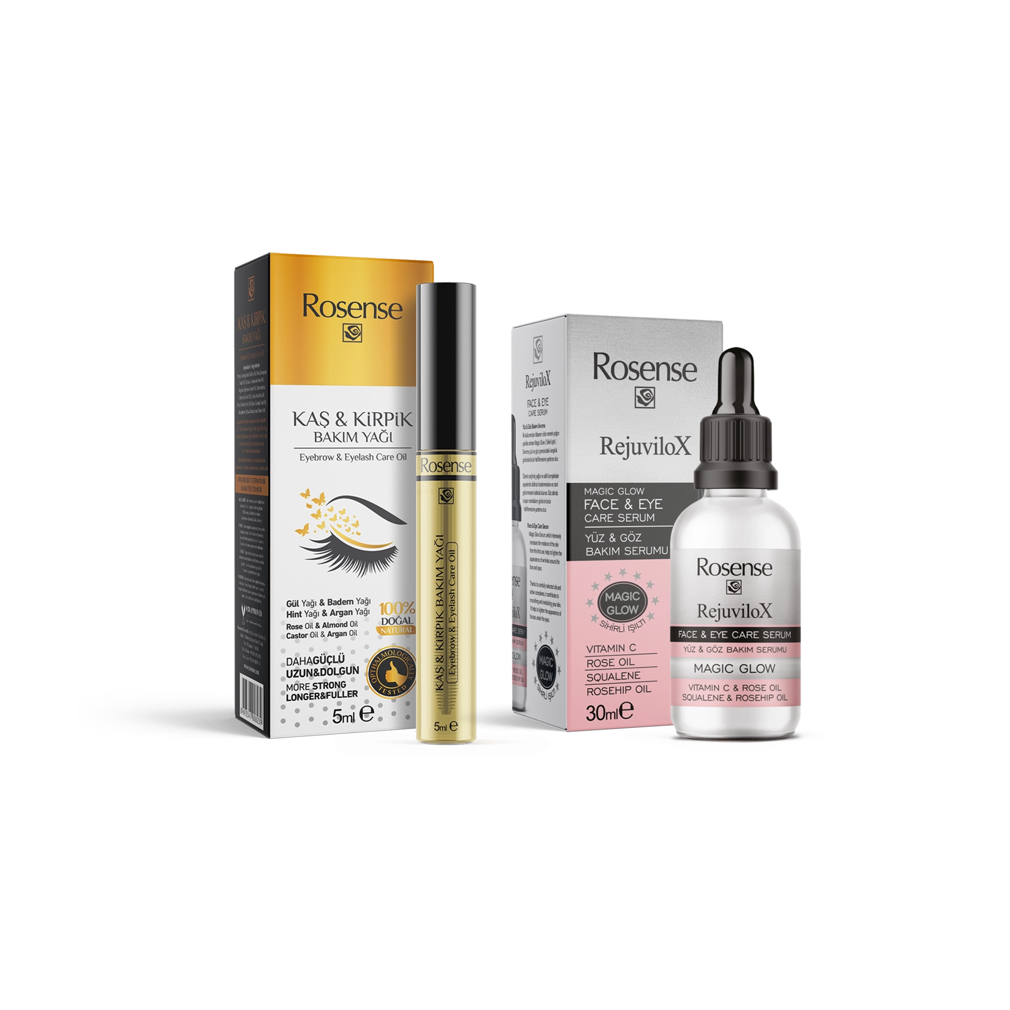 Rosense Magic Glow Yüz Serumu + Kaş & Kirpik Serumu 2’li Set | Rosense®